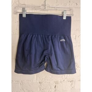 AYBL Scrunch Seamless Gym Shorts Medium Navy High Waist Workout Activewear